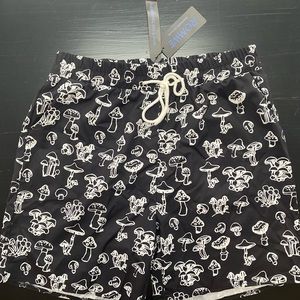 Shorts Black White Mushroom Print shorts size XL NWT Men Women Board shorts Swim